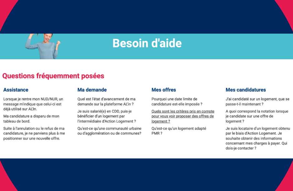 Si vous avez besoin d'aide, une rubrique entière est dédiée sur le site al'in logement