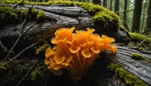 champignon orange sur bois mort