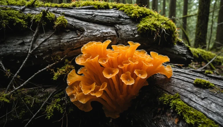 champignon orange sur bois mort